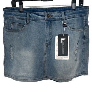 Denim Jean mini skirt skort with shorts large